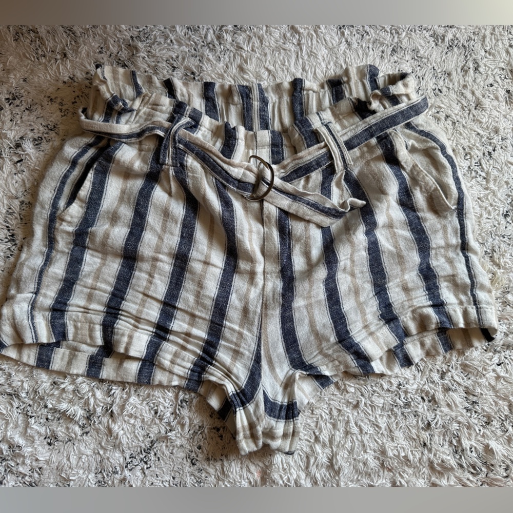 Linen Striped Shorts Size 10
